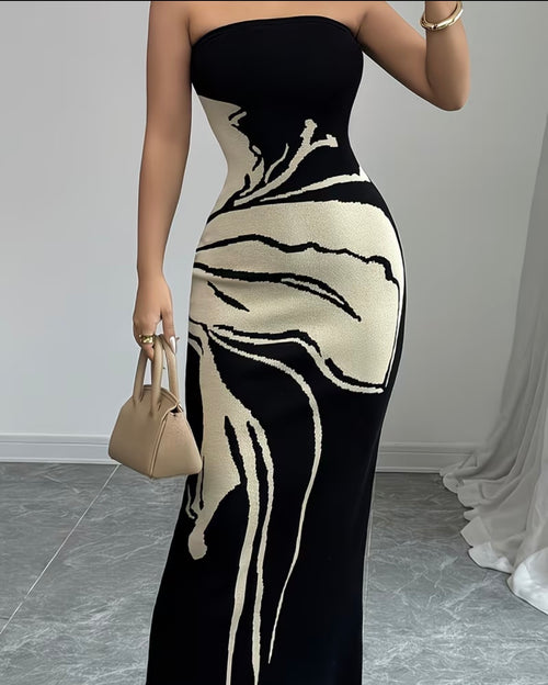 Black and White Off Shoulder Dress